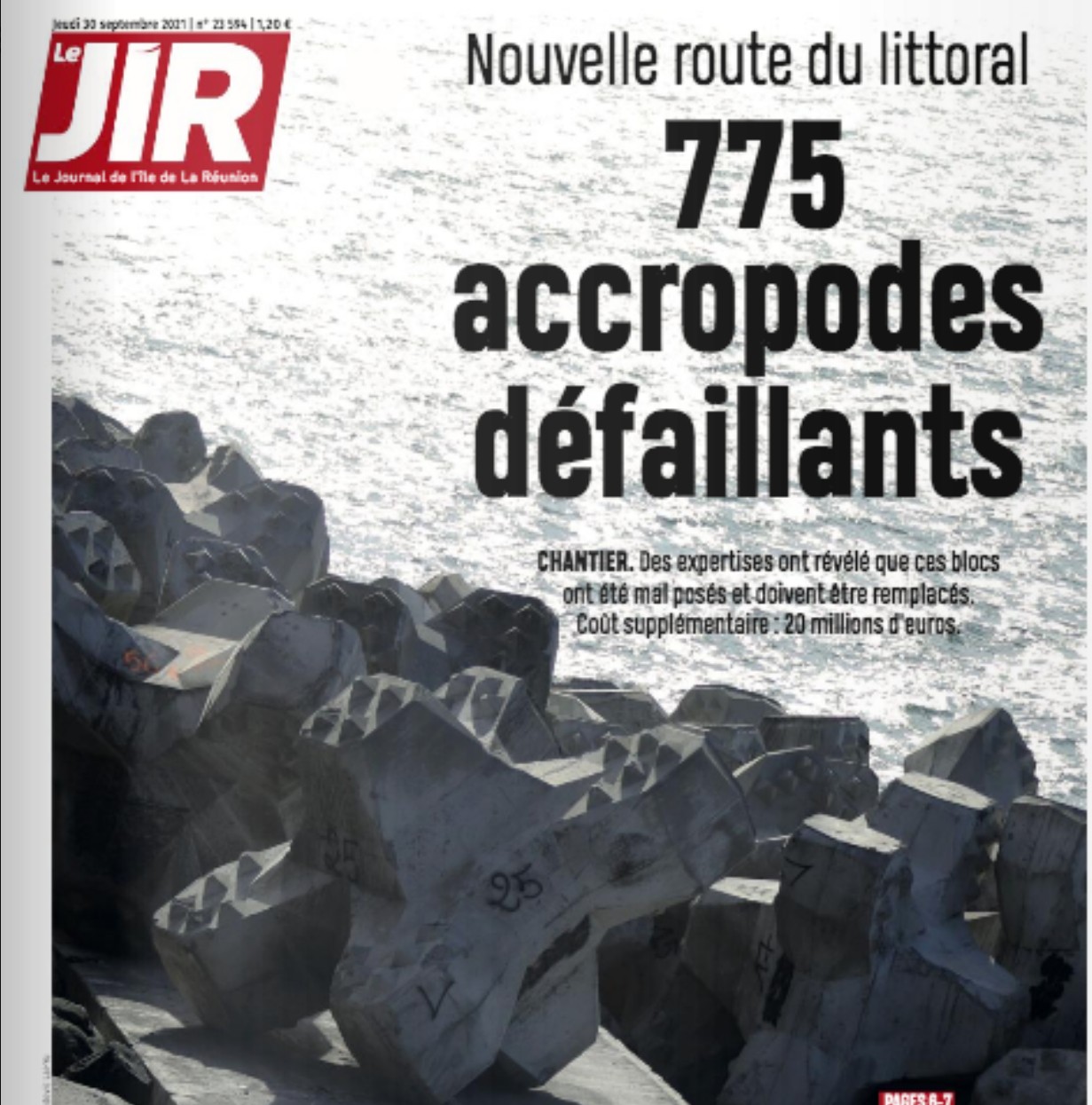 Défauts de pose sur un ouvrage en blocs artificiels