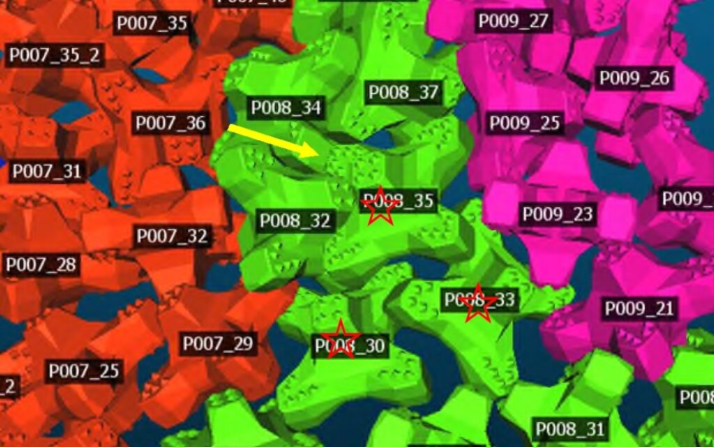 constitution numérique de la carapace d’une digue en blocs artificiels