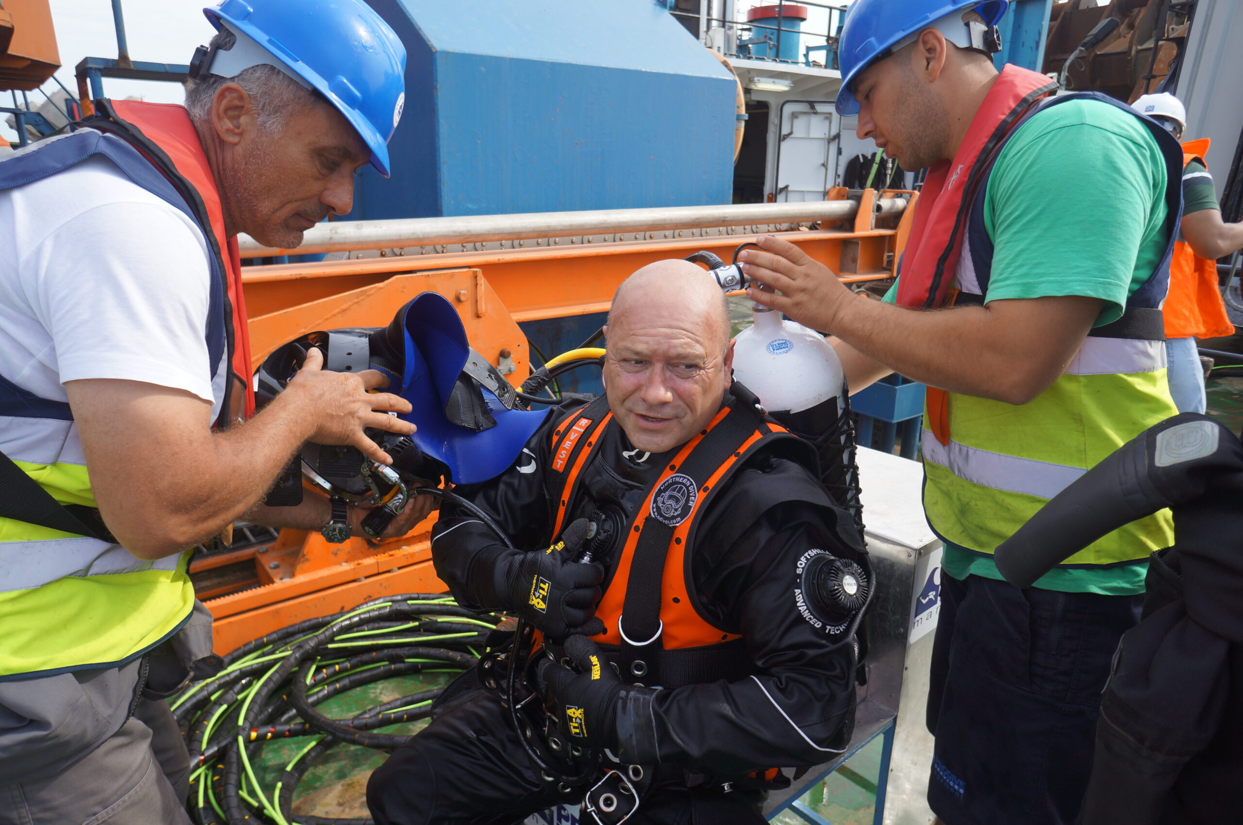 Return from an underwater inspection of a port breakwater armour layer in Constanța, Romania