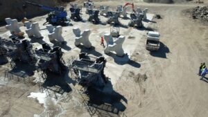 Fabrication des blocs BS2 destinés à la carapace monocouche de la digue d’Argelès