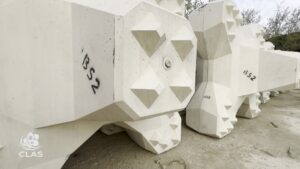 Blocs BS2 en béton fabriqués pour la carapace de la digue d’Argelès